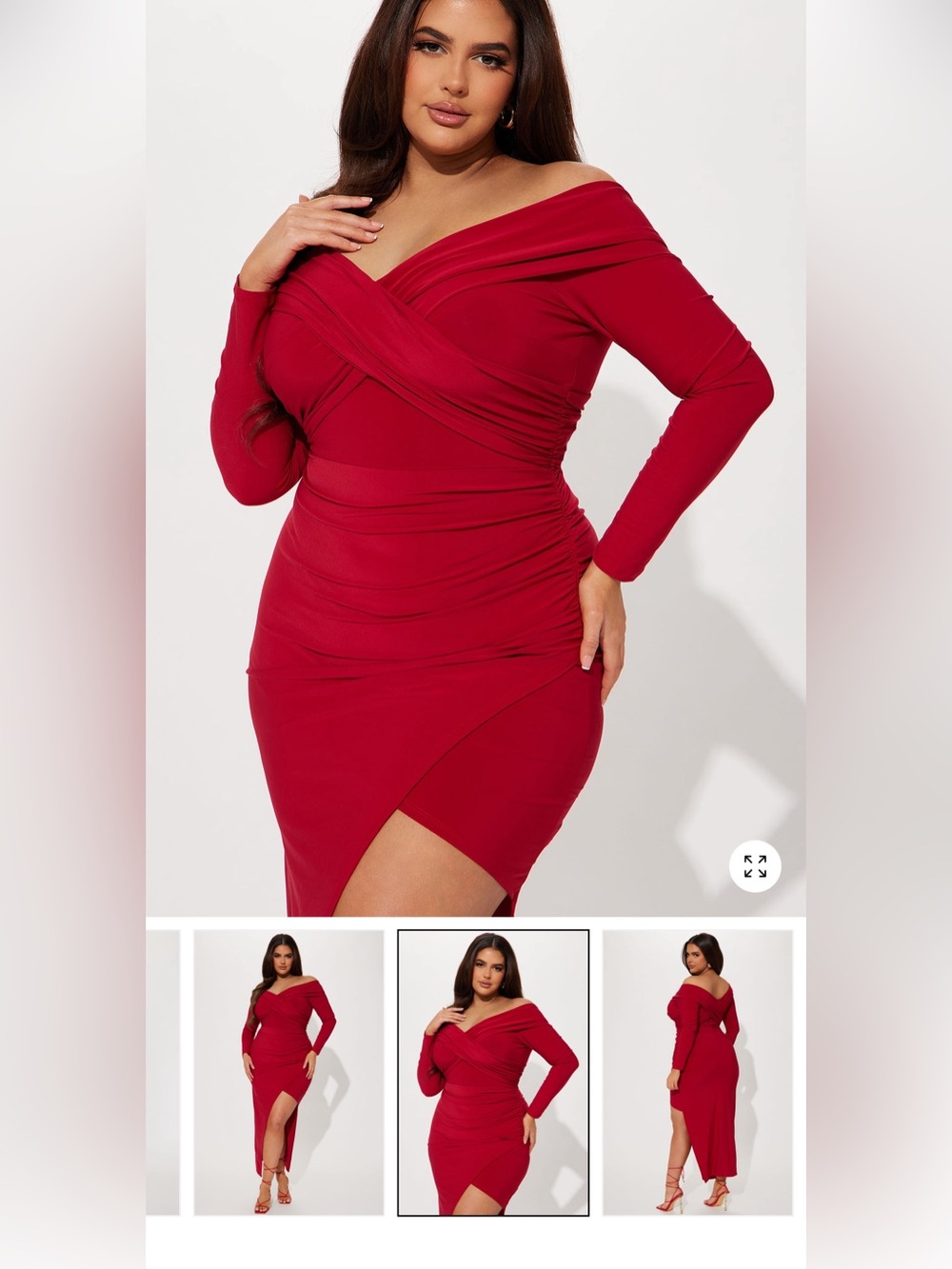 Fashion Nova Red Asymmetrical Off-Shoulder Bodycon Dress
